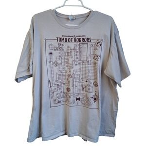 Dungeons and Dragons Tomb of Horrors Map SS Tshirt 2XL 2021 Port& CO. Tag EUC